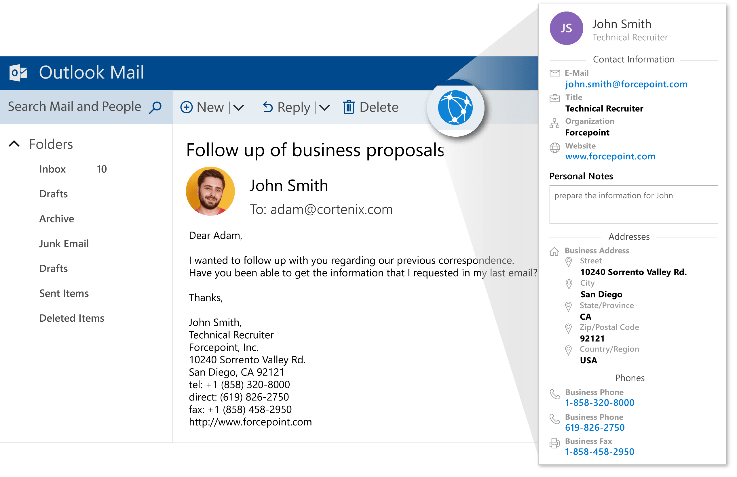 SolidNexus Outlook Add-In Illustration